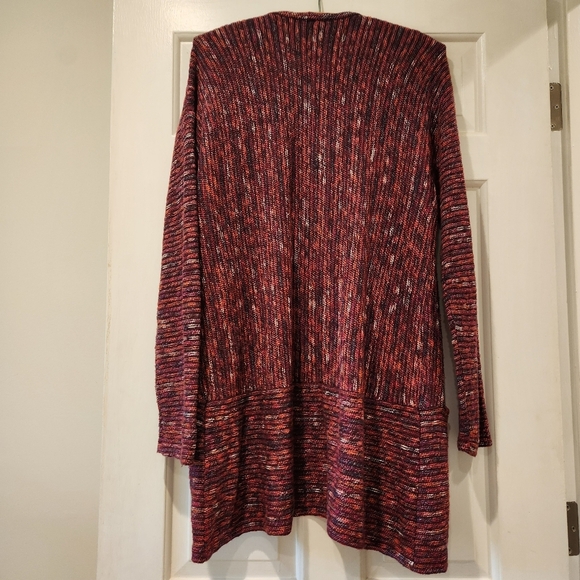 J.Jill Open Front Knitted Cardigan Oversized Front Pockets Multicolor Knit - Picture 8 of 11